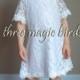 Lace Flower Girl Dress-SHORT Sleeve Ivory Flower Girl Dress-Christening Baptism-Rustic Flower Girl-Bridesmaid-Country Flower Girl-Birthday