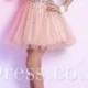 Chic Rhinestone Beaded Boning Bodice Peach Mini Tulle Prom Dress