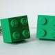 Made with LEGO bricks - Green Brick Cufflinks - Groomsmen Gift - Mens Cufflinks - Gift for HIm - Best Man Gift - Dad