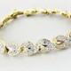 Vintage SWAROVSKI Crystal Bracelet, Autumn Leaf Bracelet, Clear Crystal Bracelet, 14K Gold Plated Bracelet, 1980s  Wedding Bridal Jewelry