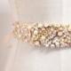 Blush and Gold Crystal Bridal Belt- Custom- Swarovski Crystal Bridal Sash- One-of-a-Kind Hand-Beaded -Vintage Glamour