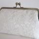Ivory Satin And Lace Clutch,Bridal Accessories,Bridesmaid Clutch,Wedding Clutch,Bridal Clutch,Bags And Purses