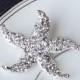 SALE Rhinestone Bridal Brooch Pin Crystal Starfish Brooch Pin Beach Wedding Jewelry BR001LX