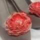 Coral / Champagne Flower Shoe Clips / Hair Clips / Wedding Accessories / Set of 2.