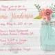 Rustic Mason Jar Invite - Printable Bridal Shower Invitation - Floral Invite - Rustic Chic Wedding Shower - Wood Invitation - Bridal Shower