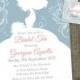 Bride Silhouette Shower Tea invitations. Bridal Shower High Tea traditional tea bag invitation printable.