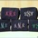 Set of 5 Monogrammed Cosmetic Bags - Personalized 3 Letter Monogram Waffle Weave Make Up Bag Bridesmaid Gift Wedding Gift