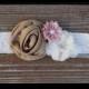 Vintage headband. Country wedding headband. Baby girl flower headband. Girl lace headband.