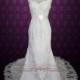 Keyhole Lace Wedding Dress with Cap Sleeves and Eye Lash and Alencon Lace 