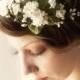 Woodland Flower Crown, Rustic Wedding Headpiece, Ivory Floral Headband, Flower Bridal Hair Band - O PIONEERS