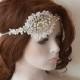 Ivory Bridal Lace Headband, Rhinestone and Pearl Headpiece, Lace Bridal Headband, Bridal Hair Accessory, Wedding Hair Accessories