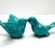 Ceramic Love Birds Wedding Cake Toppers Handmade  Glazes In Aqua Fresca Ready to Ship