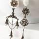 Cream White Ivory Freshwater pearls Victorian Romantic Bridal Floral Mismatched Earrings - Majestic