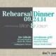 Fun Printable Rehearsal Dinner Invitation - Charcoal Gray Turquoise - Custom Colors
