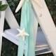 Beach Wedding Starfish Chair Decoration each with 4 Natural Starfish and 4 Ribbons - 23 Ribbon Colors available