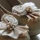 Reserved for Jessica, rolled rosette shoe clips in neutrals with gold button accent