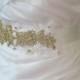 Pale ivory and Gold Bridal Sash, Rhinestone Wedding Belt, Diamond White Crystal Bridal Belt, Gold Pearl Sash - ELENA