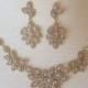 Swarovski Crystal Necklace and Earrings Bridal Set, Vintage Style Choker Necklace, Crystal Wedding Jewelry Set, Silver, Gold - NINA