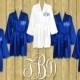 FREE ROBE Set of 7 or MORE Silk Satin Robes, Royal Blue Robe, Plus Size Available Personalized, Bridesmaid Gift Brides Monogrammed Robes