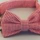 Preppy Red Gingham Bow Tie Dog Collar, Red Check Bow Tie Dog Collar, Red Plaid Dog Collar, Bowtie Dog Collar