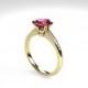 Pink tourmaline ring, diamond, Yellow gold, Engagement ring, solitaire, Pink engagement, Micro pave, Diamond engagement