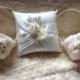 2 Flower girl baskets / 1 ring bearer pillow  / ivory or white / chiffon puff with rhinestones / best seller
