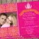 Hot Pink and Orange, Wedding Invitation, Digital file, Printable
