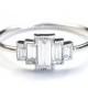 Diamond Engagement Ring, Engagement Ring, Baguette Engagement Ring, Baguette Diamonds and White Gold, Vintage Art Deco Style Ring, Nixin