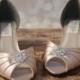 Blush Wedding Shoes -- Blush Pink Kitten Heels with Simple Rhinestone Adornment