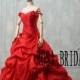 Red wedding dress plus size, Off the shoulder wedding dress, Plus size wedding gown taffeta, Red bridal dress taffeta Custom size color