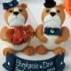 Bulldog wedding cake topper, navy blue wedding, customizable with banner