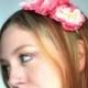 Floral pastel pink and coral peony flower head band. Flower girl hair band. Weddings. music festival accessory