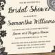 Wedding Shower Invitation, Bridal Shower Invitation, Lace, Black, Cream Background, Printable File (Custom Order, INSTANT DOWNLOAD)