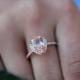 Peach Sapphire Engagement Ring 14k Rose Gold 2ct, Pear Cut Peach Sapphire Ring