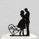 Wedding Cake Topper Silhouette Couple, BLACK Acrylic Cake Topper [CT82]