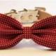 Red Dog Bow tie, Cute Dog Bowtie with high quality leather collar, Dog Wedding accessories, Pet Birthday Accessory, Red Lovers
