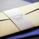 Modern Calligraphy Wedding Invitation shown in Sapphire Blue, Gold, Grey and Cream, Build-Your-Invite Collection - DEPOSIT