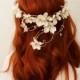 Wreath, Ivory flower head piece, bridal crown, whimsical headband, wedding accessories - Diana