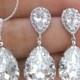 Swarovski Crystal Clear White Teardrop Earrings & Necklace Set Wedding Jewelry Bridesmaid Gift Bridal Earrings Bridesmaid Earrings (NE031)