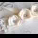 Chelle - Antique Ivory Bridal Belt with Handmade Fabric Flowers and Rhinestones