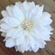 Diamond White Bridal Flower Fascinator Hair Clip Pin Wedding Accessories Large Full Dahlia Rhinestones Cake Topper Brooch Pin Back Sash