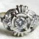 Diamond Engagement Ring 1 Ct tdw 14K White Gold, Old Transitional Cut & Round Cut Brilliant