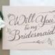 Blush Will You Be My Bridesmaid Card -  Will You Be My Bridesmaid? Card -  Bohemian Chic Blush Pink -