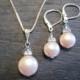 Swarovski Crystal Pink Pearl Earrings Set/Bridesmaid Jewelry/ Bridal Jewelry/Bridesmaid Earrings/Rosaline Pinkl Pearl Jewelry/Pearl Necklace