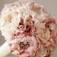 NEW - Fabric Flower Bouquet,  Brooch Bouquet,  Vintage Style Wedding Bouquet, Handmade Bridal Bouquet,  Weddings,  Dusty Rose Pink