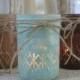 Mason Jars, Votive Candle Holders, Mason Jar Candles, Painted Mason Jars, Rustic Wedding Centerpieces, Mint & Brown Mason Jars