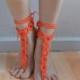 Orange Barefoot Sandals, Wedding Sandals, Foot jewelry, Bridesmaid gift, Barefoot sandles, Beach, Yoga, Anklet, Bellydance
