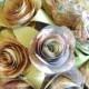 The Stephanie vintage map Spiral rose  paper flowers bridal bouquet toss bridesmaid recycled for weddings