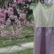 1970s Lilac & Ivory Cream Lovely Retro Strappy Evening Dress Mauve Dusty Rose Shabby Chic Victorian Wedding Mothers Day Garden Party Couture