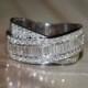 RESERVED: Round And Baguette Cut Diamond Wedding Band (18k White Gold)